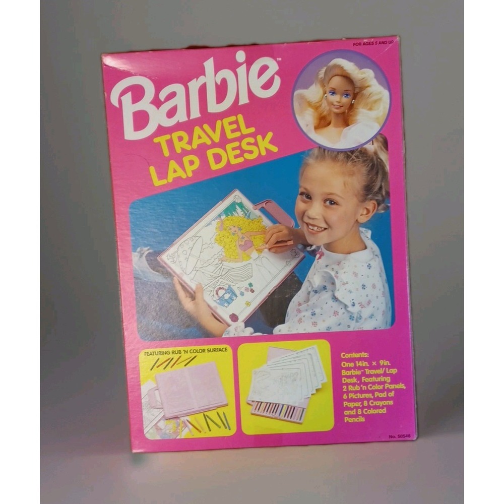 Vintage Barbie Travel Lap Desk 1992 Mattel Toy Rub-n-Color Design Art‎ UNOPENED